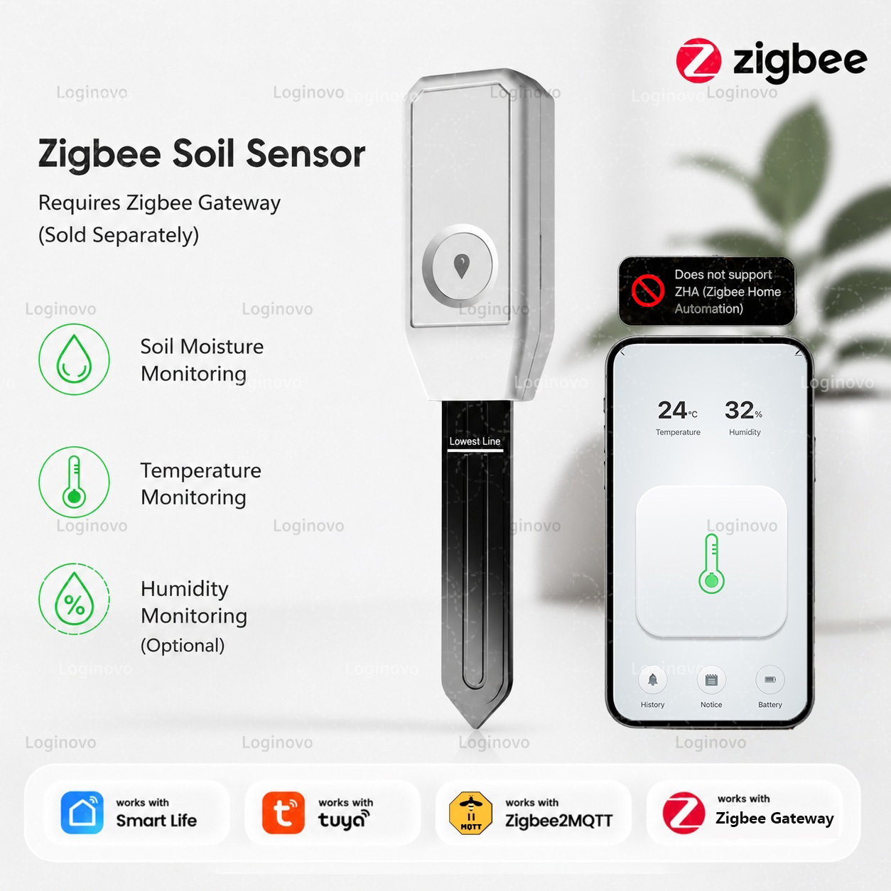 Smart Garden Home Assistant - Czujnik gleby Zigbee, detektor temperatury, wilgotności